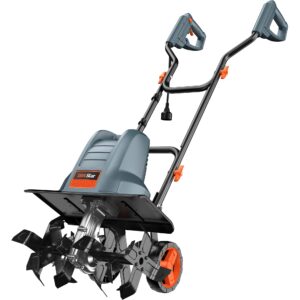 Electric Tiller for Gardening 380 RPM Rototiller 18 Inch Cultivator 13.5Amp TaskStar TH4500 Corded Tiller,9 Inch Deep Soil Tiller Heavy-Duty Blades*6,Variable Three-Position Wheels for Smooth Workflow