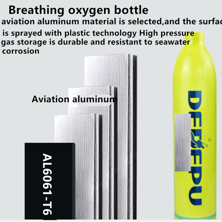 DEDEPU 1L Oxygen Tank,Scuba Diving Tank Set, Scuba Diving Tank Mini Diving Cylinder with Snorkel Mask Simple Breathing Diving Equipment Emergency Spare and Snorkeling Equipment Set for Diver (Yellow) - Image 4