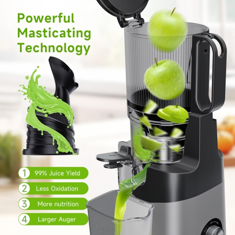 Cold Press Juicer, 5.8" Extra Large Feed Chute Fit Whole Fruits & Vegetables, 350W Slow Masticating Juicer Machines, Easy to Clean, High Juice Yield - Image 6