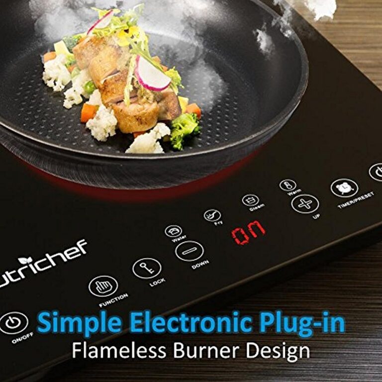NutriChef Double Induction Cooktop - Portable 120V Digital Ceramic Dual Burner w/ Kids Safety Lock - Works with Flat Cast Iron Pan,1800 Watt,Touch Sensor Control, 12 Controls - PKSTIND48, Black - Image 7