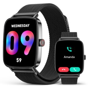 2025 Smart Watches for Men, 1.85" AI Voice Smartwatch, 24/7 Heart Rate Monitor, Stress/SpO2/Sleep Tracker, IP68 Waterproof, Weather, 100+ Sports Fitness Tracker for Android iOS Black Metal