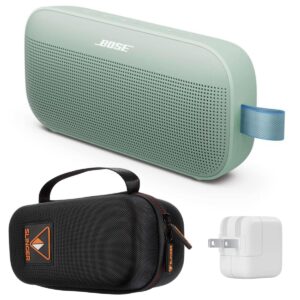 Bose NEW SoundLink Flex Portable Bluetooth Speaker (2nd Gen), Outdoor Speaker with Hi-Fi Audio, Up to 12 Hours Battery, Waterproof and Dustproof, with Slinger Hard Travel Case & USB Plug (Alpine Sage)