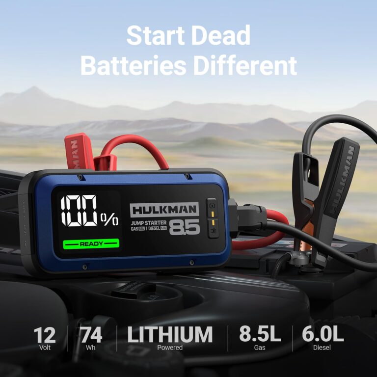 Hulkman Alpha85,Cobalt Blue, 2000A 74Wh Smart Jump Starter, 12V Portable Car Battery Booster with 3.3" Display, USB-C Power Pack,Includes 65W Wall Charger,Jumper Cables for up to 8.5L Gas/6.0L Diesel - Image 9