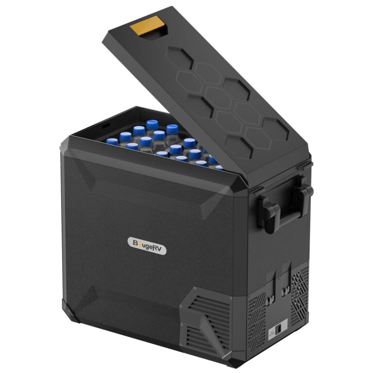 BougeRV 12 Volt Car Refrigerator Dual-System & Dual-Zone Aspen 50, Electric Cooler Portable Freezer Fridge, Quick Freeze to -9 °F with IceDrive,50L (53QT) Compressor Freezer(Battery not included)