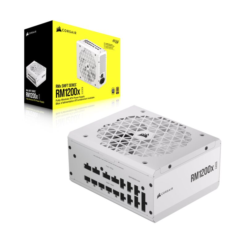 CORSAIR RM1200x Shift Fully Modular ATX Power Supply - 80 Plus Gold - ATX 3.0 - PCIe 5.0 - Zero RPM - Modular Side Interface - White - Image 2