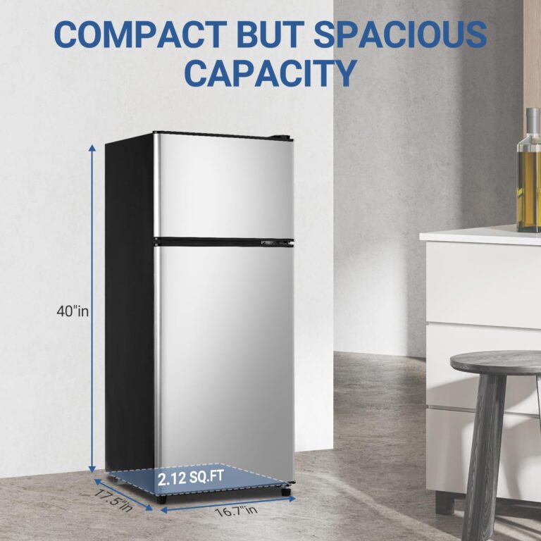 Zyerch Mini Refrigerator with Freezer 3.6 Cu. Ft., Small Dorm Fridge with Freezer, Adjustable Thermostat Compact Fridge with Freezer for Apartment, Dorm, Kitchen, Office, Silver - Image 4