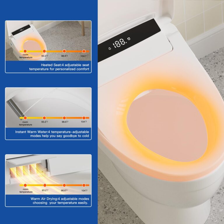 HAWKROWN Bidet Toilet Seat, Heated Toilet Seat Round Shape, Electric Bidet with Warm Water and Dryer, 3 Cleaning Mode, Self-Clean Stainless Steel Nozzle, LED Display, Night Light, Slow Close Lid - Image 7