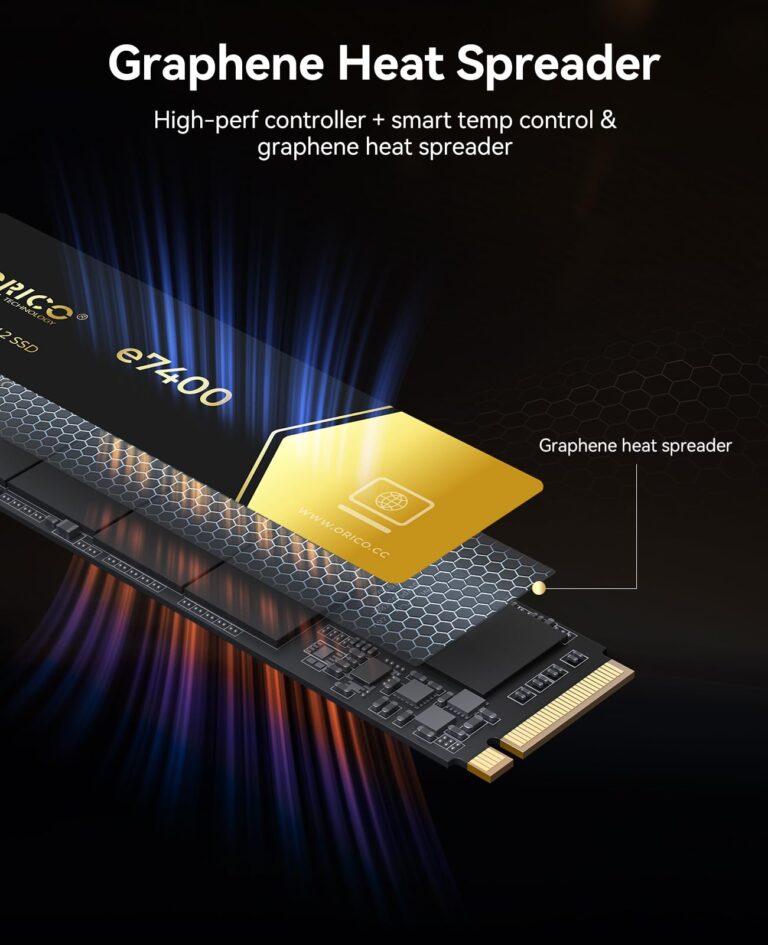 ORICO 4TB NVMe SSD PCIe 4.0- Up to 7400MB/s, M.2 2280 PCIe 4.0X4 Internal Solid State Drive, Fast Heat Dissipation, Compatible with macOS Windows for Gamers and Creators-e7400 - Image 3