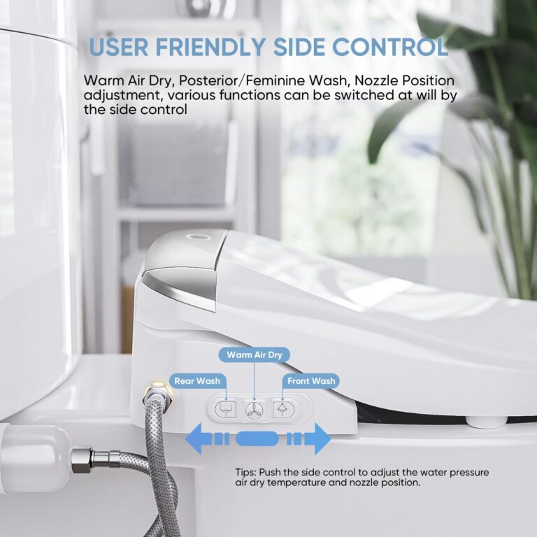 LEIVI Smart Bidet Toilet Seat with Wireless Remote and Side Panel, Multiple Spray Modes, Adjustable Heated Seat, Warm Water and Air Dryer, Auto LED Nightlight, Elongated - Image 7