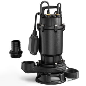 Aquastrong 1HP Cast Iron Sewage Grinder Pump, 220V 4200GPH Sewage Pump with Automatic Float Switch, 2'' NPT Discharge for Sump Basins/Residential Basements - Effluent & Sewage Handling