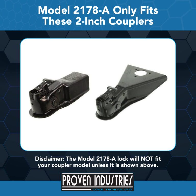 Proven Industries Model 2178-A Trailer Lock, Fits 2-Inch Yoke-Latch Trailer Couplers, Secures Safety Chains, Made in The USA, (Black) - Image 8