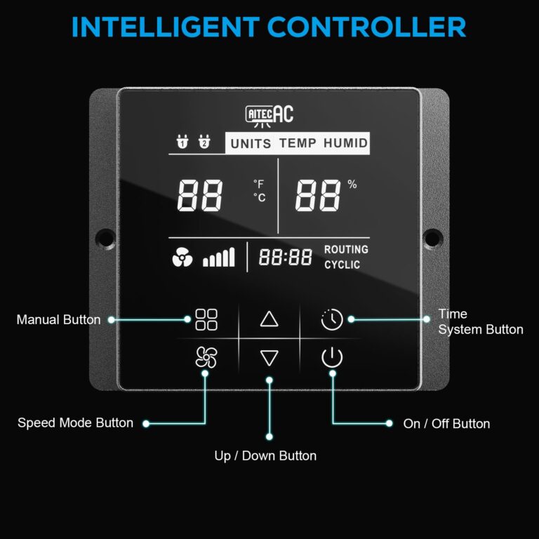 AITECAC 10 Inch Shutter Exhaust Fan, High-Speed Vent Fan with Temperature Humidity Controller, Suitable for Attics, Greenhouses, Garages - Image 7