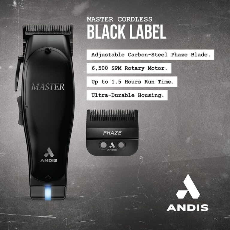 Andis Black Label MLC Professional Master Cordless Hair Trimmer, Adjustable Carbon Steel Blade Hair Clipper for Close Cutting, Black - Image 5