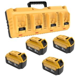 Moticett 4Pack Upgraded 12.0Ah Replacement for Dewalt 20V Max Battery with DCB104 Battery Charger Station
