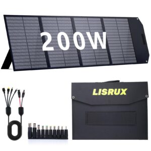 200W Portable Solar Panel, IP67 Waterproof Foldable Solar Charger for Power Station Generator with QC3.0 USB-A & Type-C Output, 200 Watt Monocrystalline Solar Panels for Camping RV Power Blackout