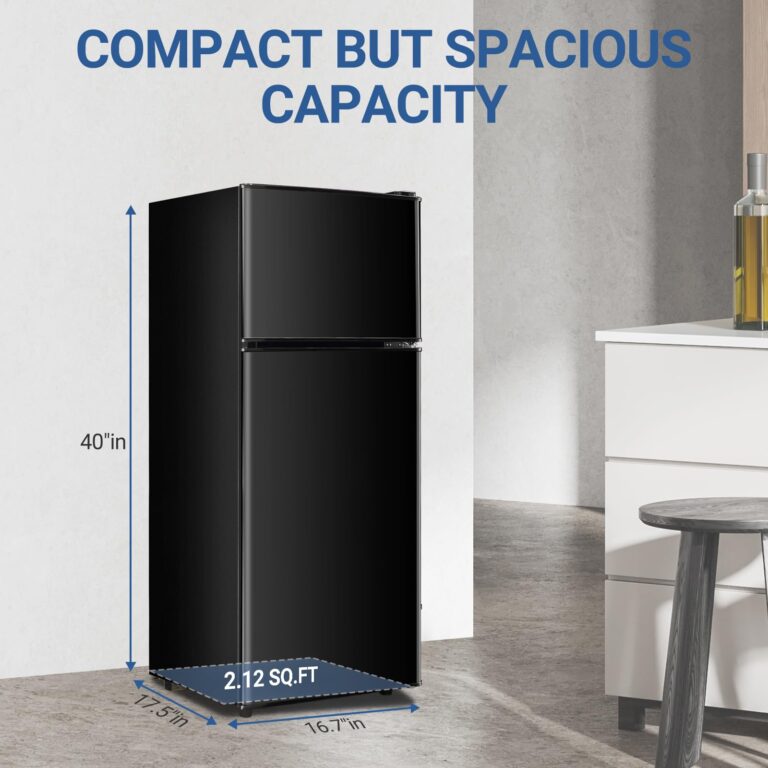Zyerch FLS-90-BLACK Apartment Size 4.0 Cu. Ft. Mini Dorm Fridge Adjustable Thermostat & Shelves Small Refrigerator with Freezer for College, Office, Kitchen, Black, 3.6 Cu.Ft - Image 5
