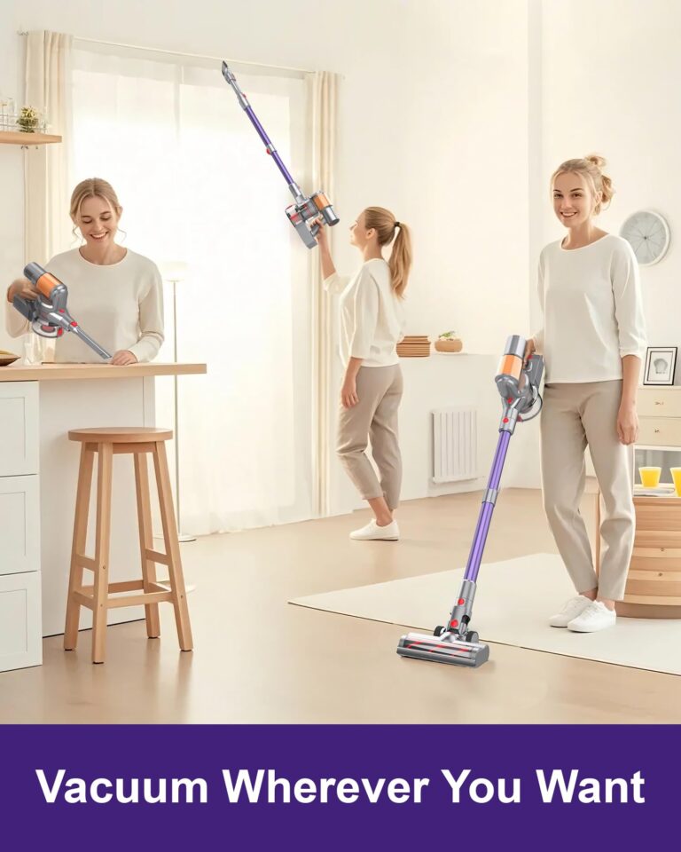 Snowkuna Cordless Vacuum Cleaner, 2 Batteries 120 Mins Runtime, 550W 45KPA Stick Vacuum with Self-Standing, Tangle-Free Brush, LED Display, Vacuum Cleaner for Home Hardwood Floor, Carpet, Pet Hair - Image 6