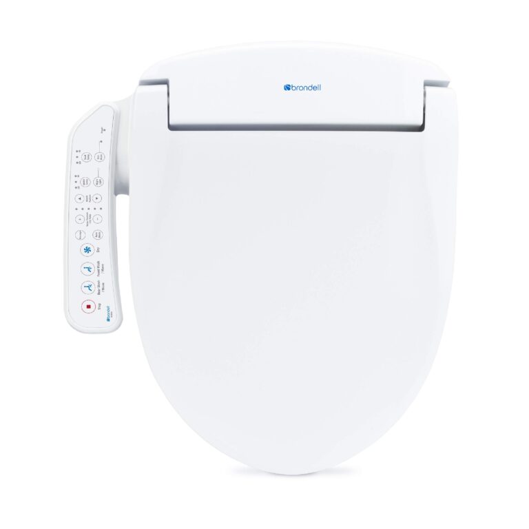 Brondell SE400-RW Swash SE400 Electric Bidet Toilet Heated Seat, Oscillating Stainless Steel Nozzle, Warm Air Dryer, Night Light, Gentle Close Lid, White Side Arm Control, Round