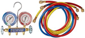 YELLOW JACKET 42004 Series 41 Manifold with 3-1/8" Gauges with Hoses
