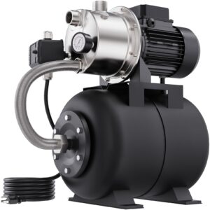 Aquastrong 1.6 HP Shallow Well Pump with Pressure Tank, NSF Certified, 1320 GPH, 115V, Stainless Steel Irrigation Pump, Automatic Water Booster Jet Pump for Home, Garden, Lawn