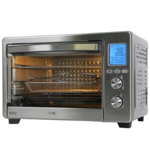Air Fryer Oven Combo, 34QT Extra Large 1750W Toaster, 12" Pizza Convection Countertop, 12-in-1 Large Rotisserie With 4 Accessories, Stainless Steel, Silver