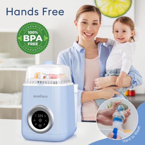 MOMFANN 4 in 1 Baby Bottle Washer with 2 Wash Time, Baby Bottle Sterilizer and Dryer, Save time & Effort, Easy to Use, Baby Blue - Image 2