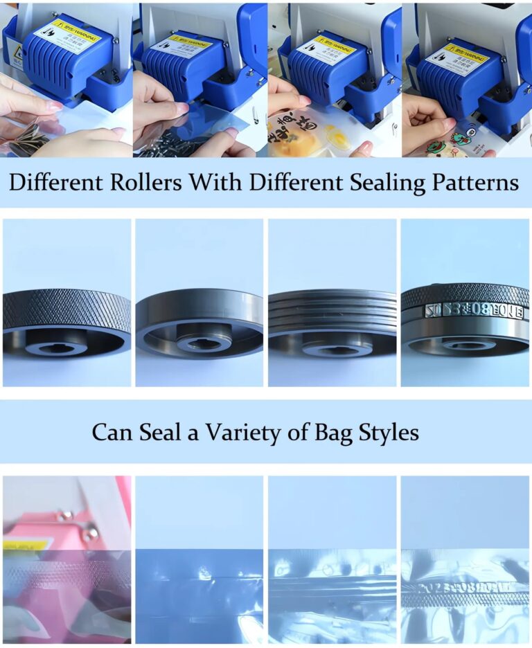 Blue,Wkantlaes Heat Sealer Machine, Commercial Automatic Food Vacuum Sealer Machine, Plastic Bag Sealer Band Sealing Machine with 0-200℃ Temperature Control for 0.8-2 mm Bag Preservation Dry Moist - Image 7