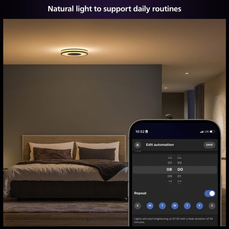 Philips Hue Being Ceiling Light, Black - White Ambiance Warm-to-Cool White Smart LED Light - 1 Pack - Control with Hue App - Compatible with Alexa, Google Assistant, and Apple Homekit - Image 4