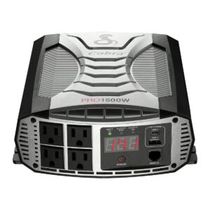 Cobra PRO 1500W Professional Grade Power Inverter, Portable – 1500-Watt Car Charger, 4 Grounded AC Outlets, 2 Fast Charge USB Ports and Remote Controller (CPIALCDG1) Compatible