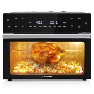 32QT Extra Large Air Fryer, 19-In-1 Air Fryer Toaster Oven Combo with Rotisserie and Dehydrator, Digital Convection Oven Countertop Airfryer Fit 13" Pizza, 6 Accessories, 1800w (Black)