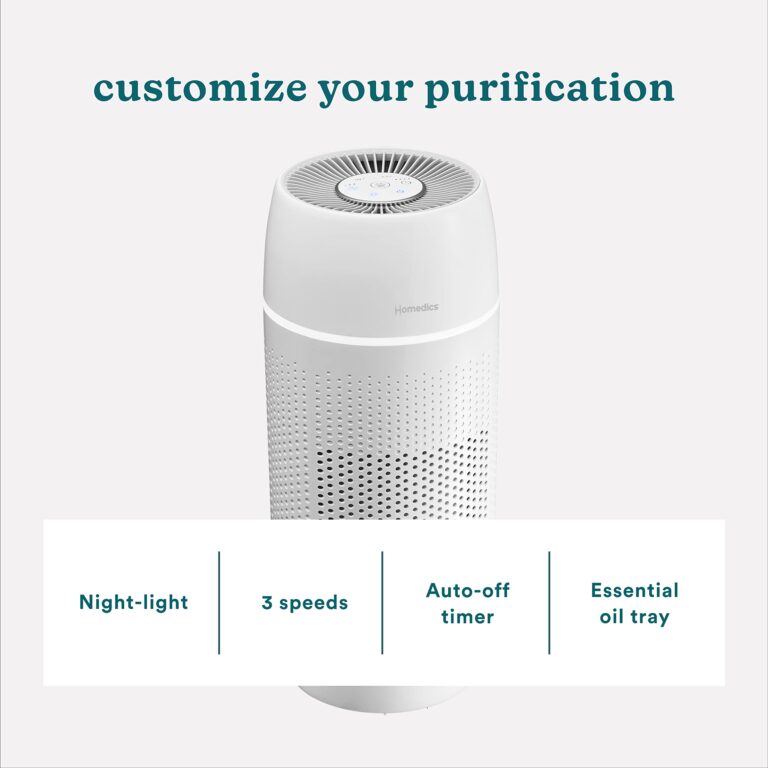 Homedics 5-in-1 PetPlus UV-C Air Purifier - 360-Degree HEPA Filter for 266 Sq Ft, Air Purifiers for Pets, Bedroom, and Home with Essential Oil Pads and Built-In Timer, 3 Speed Settings, White - Image 6