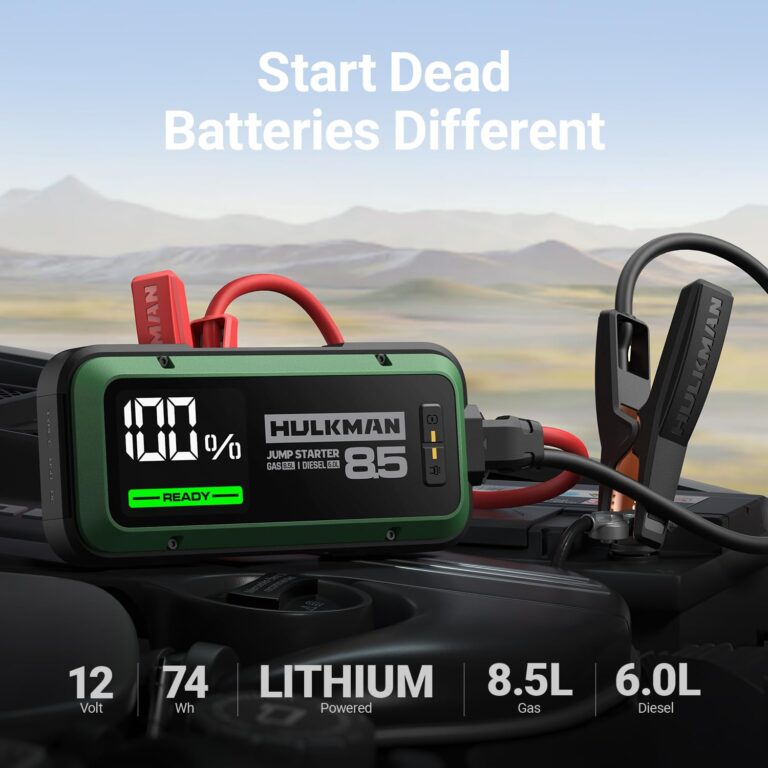 Hulkman Alpha85,Midnight Green,2000A 74Wh Smart Jump Starter,12V Portable Car Battery Booster with 3.3" Display,USB-C Power Pack,Includes 65W Wall Charger,Jumper Cables for up to 8.5L Gas/6.0L Diesel - Image 9