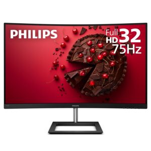 Philips 322E1C 32'' Super-Curved Frameless Monitor, Full HD VA, 104% sRGB, Adaptive-Sync 75Hz, VESA, 4Yr Advance Replacement Warranty, Black/Silver
