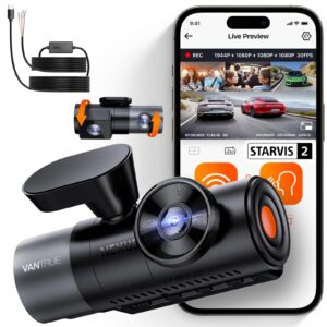【Bundle: Vantrue N5 4 Channel WiFi Dash Cam + Hardwire Kit】 2.7K+1080P+1080P+1080P Front Rear Inside Camera with Side View, STARVIS 2, Voice Control, GPS, 24hrs Buffered Parking Mode