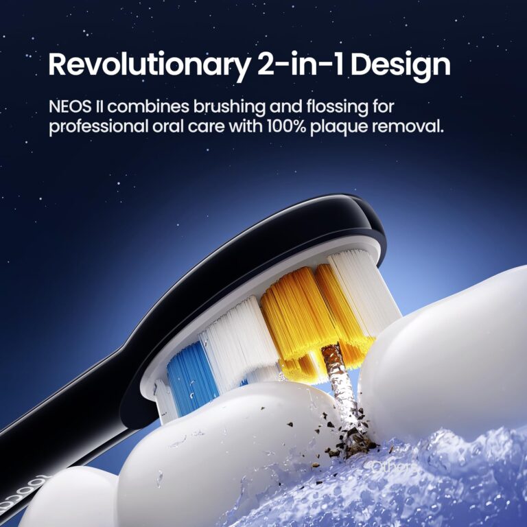 Soocas NEOS II - Electric Toothbrush with Water Flosser, Sonic Electric Toothbrush for Adults, Cordless Flossing Toothbrush, 100% Plaque Removal, 30-Day Battery Life, Dark Violet - Image 8