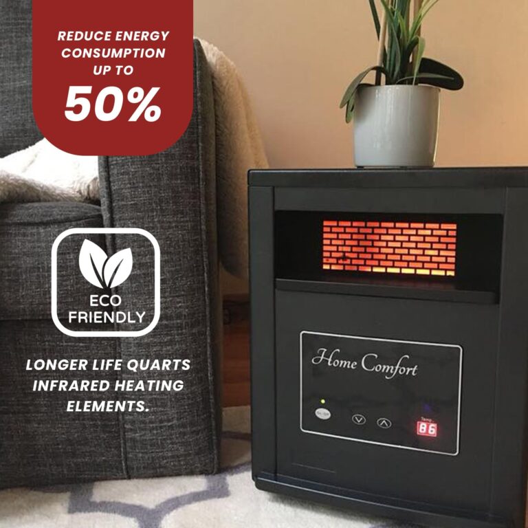 Home Comfort 1500w Infrared Heater - Energy Efficient Space Heater for Year-Round Indoor Warmth, With Thermostat and Remote Control, Portable Warmer for Bedroom, Living and Large Spaces - Black, 1500W - Image 2