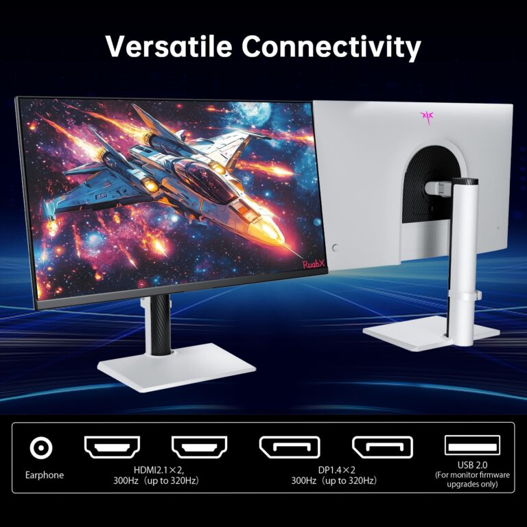 KTC 27 Inch White Gaming Monitor 300Hz/320Hz, QHD 1440P Fast IPS Computer Monitor with Adaptive FreeSync, HDR400, Height/Pivot/Swivel/Tilt Adjustable, DP&HDMI, H27E6 - Image 5