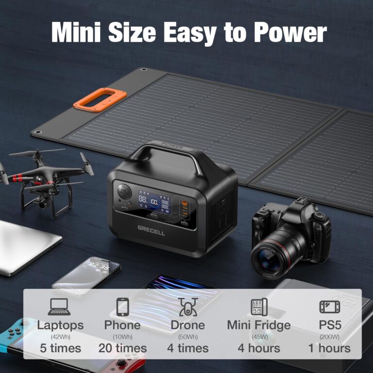 GRECELL Portable Power Station 300W, 230Wh LiFePO4 (LFP) Battery, 1.5hrs Fast Charging, 2 Up to 300W(Peak 600W) AC Outlets, Solar Generator for Outdoor Camping/RVs/Home Use - Image 7