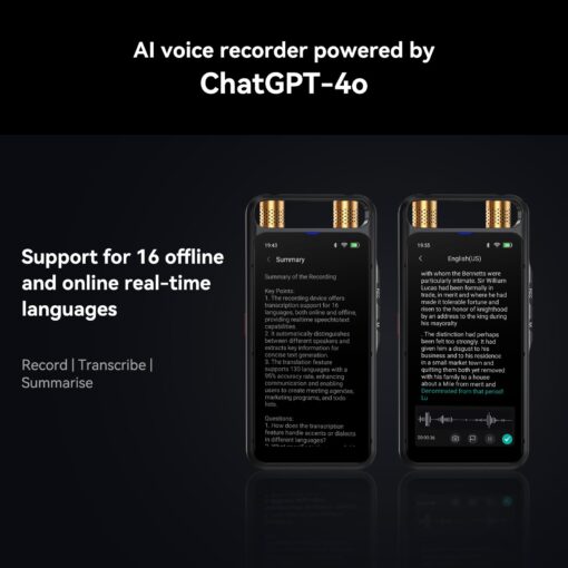 AI Voice Recorder with Playback, Digital Voice Recorder with Transcription to Text, Summary, Translation, Full Touchscreen Audio Recorder Device for Meetings, Lectures, Interviews with 64GB Card - Image 7