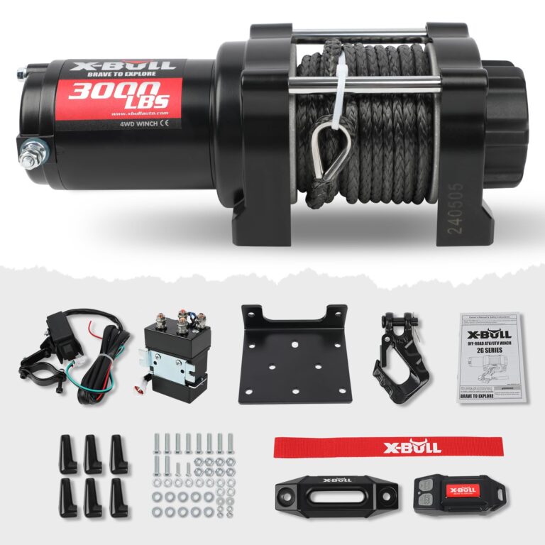 X-BULL New 12V DC 3000LBS IP68 Waterproof Electric Winch for Towing ATV/UTV, Boat, Off Road, Wireless Remote and Corded Control Recovery, Portable Synthetic Rope Electric Winch with Hawse Fairlead. - Image 2