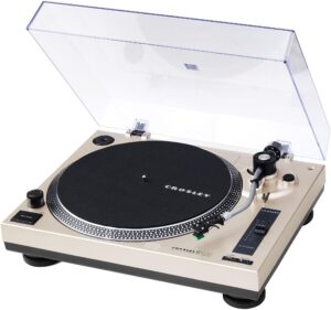 Crosley C100BT-CP Belt-Drive Bluetooth Turntable Record Player with Adjustable Counterweight, Champagne