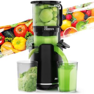 Aeitto Juicer Machines, Cold Press Juicer, 5.3“ Large Feed Chute for Whole Fruits & Vegetables, Slow Masticating Juicer Easy to Clean, High Juice Yield, Black