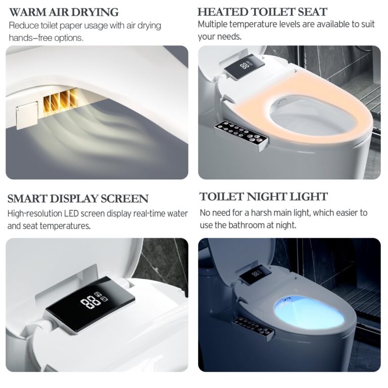 XCQQ Bidet Toilet Seat Elongated, Unlimited Warm Water, Heated Toilet Seat, Warm Air Dryer, Rear and Feminine Washing, Soft Closed Toilet Lid, Night Light, Smart Toilet Seat with Bidet Requires Outlet - Image 6
