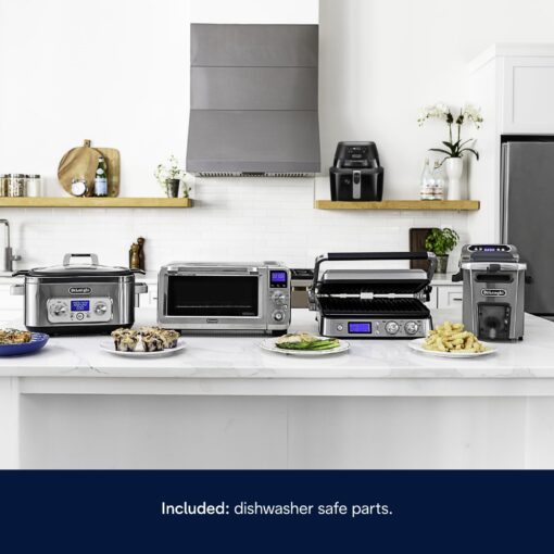 DeLonghi Livenza Multi-Cooker, Stainless Steel - 6 qt - Crock Pot Slow Cooker - 24-Hour Programmability & Seven Modes - Includes Non-Stick Dishwasher-Safe Pot, Steam Rack & Glass Lid - Image 2