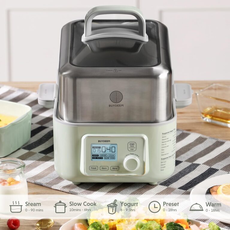 BUYDEEM G553 5-Quart Electric Food Steamer for Cooking, One Touch Vegetable Steamer, Digital Multifunctional Steamer, Quick Steam in 60s, Stainless Steel Steamer Tray, No Stew Pots Included - Image 6