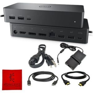 Dell UD22 USB-C/USB-A Docking Station - Universal Dell Dock Station Dual Monitor with 130 - HDMI + Display Port + USB Type-C Cable - Supports Upto 4 Monitors & 4K Displays