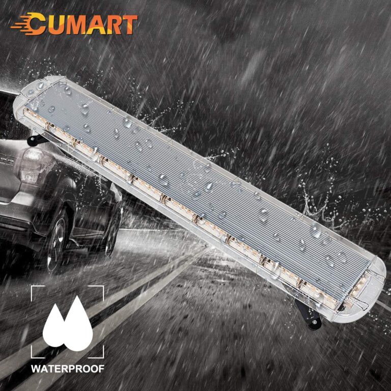 CUMART 47" 88 Amber White LED Extreme Bright Intensity Construction Emergency Warning Beacon Strobe Light Bar Rooftop Low Profile Law Enforcement Hazard Flashing for Tow Work Truck Vehicle Universal - Image 2