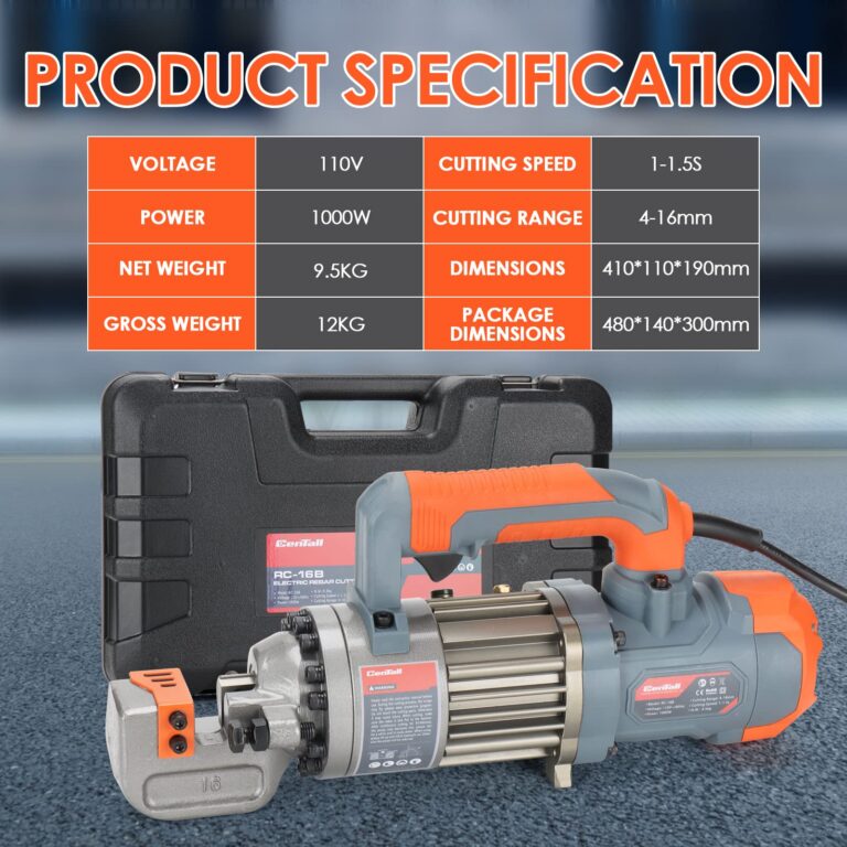CENTALL 5/8 Inch Electric Hydraulic Rebar Cutter, Portable Rebar Cutter, Cutting up to 4-16mm #5 Rebar, Cutting Speed 1-1.5S 1000W RC16B (Grey + Orange) - Image 2