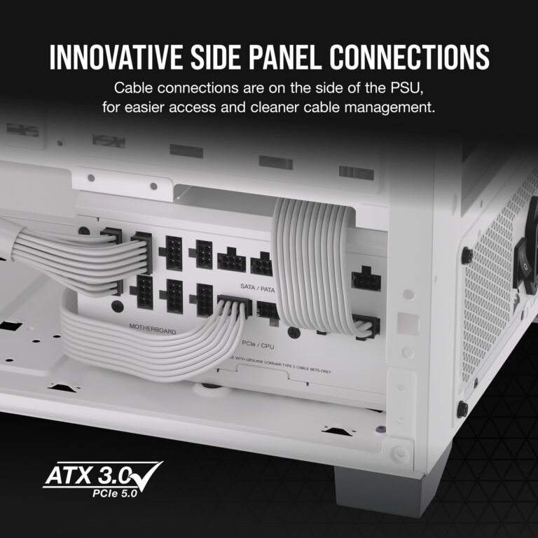 CORSAIR RM1200x Shift Fully Modular ATX Power Supply - 80 Plus Gold - ATX 3.0 - PCIe 5.0 - Zero RPM - Modular Side Interface - White - Image 6