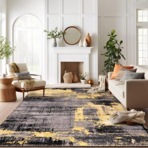 Rugshop Modern Abstract Design Non Shedding Soft Ideal for Living Room,Bedroom,Kitchen Area Rug 7' 10" x 10' Yellow